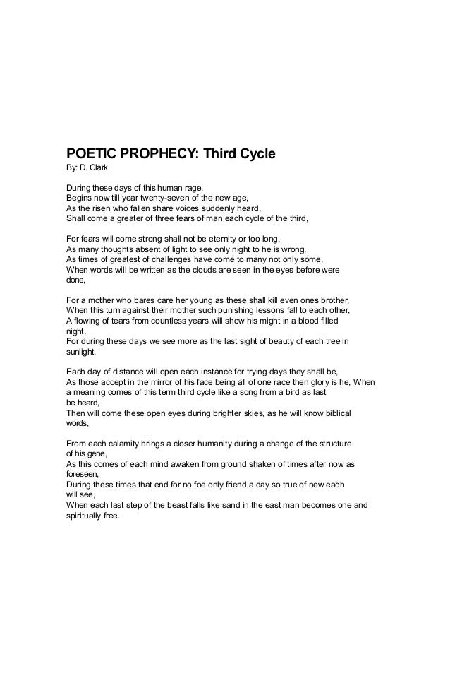 Third Cycle Poetic Prophecy